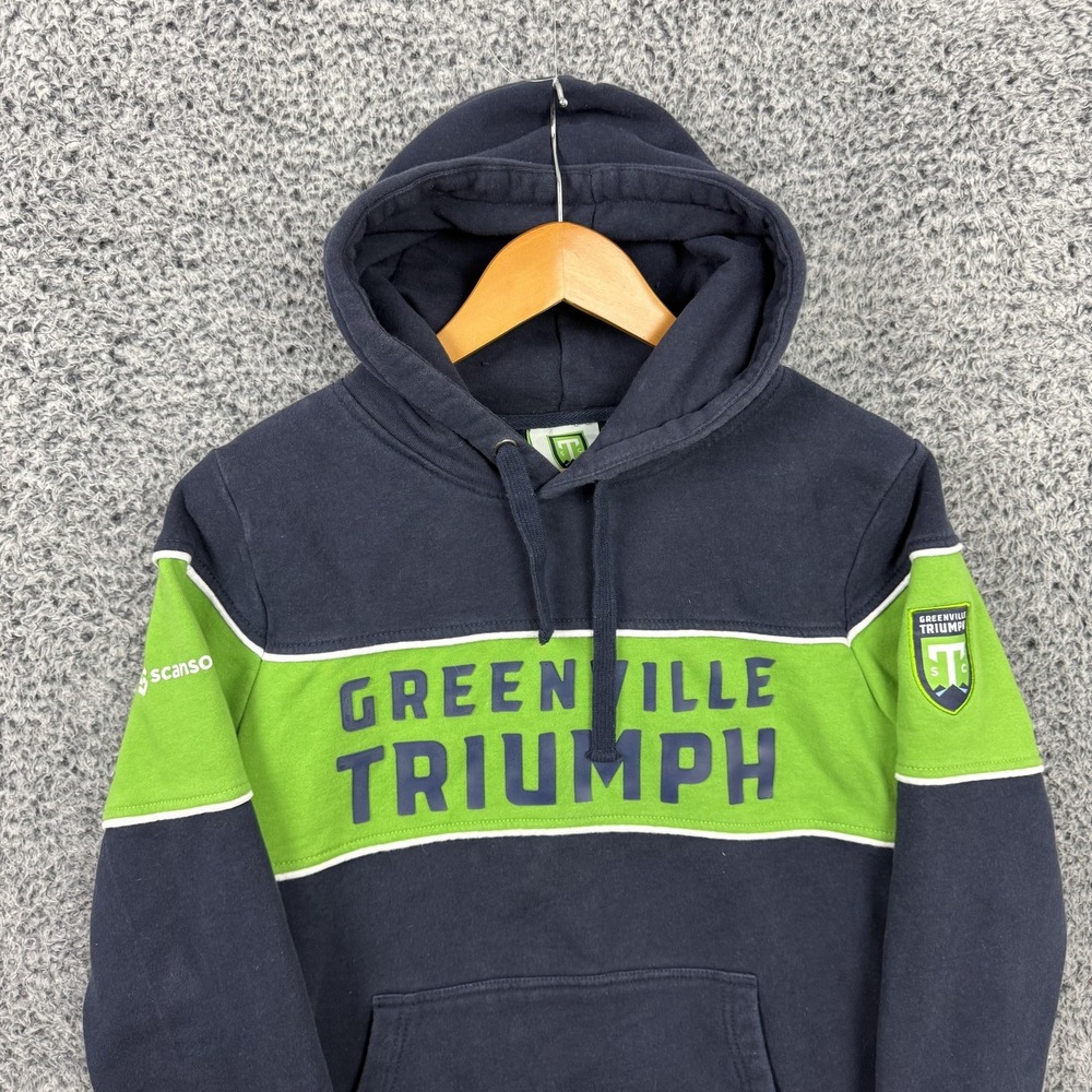 Greenville Triumph Hoodie Womens Large Blue Green Soccer Pullover Sweatshirt L